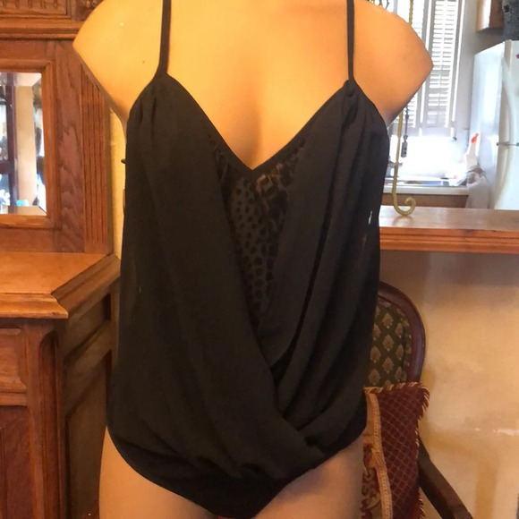 Bebe Mesh Wrap velvet printed bodysuit S - Picture 3 of 4